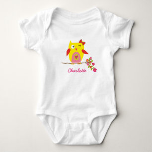 Camiseta Coruja-Cuta Personalizada com Flores Rosa