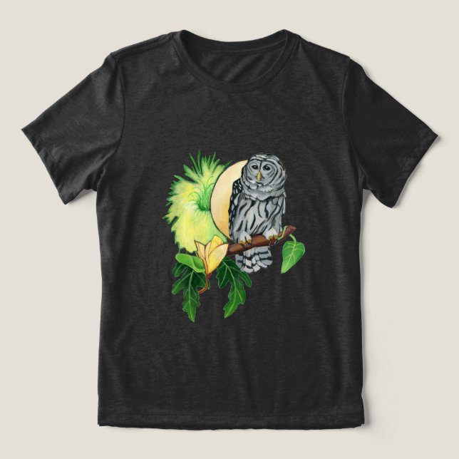 Camiseta Coruja-da-noite e lua (Design frontal)