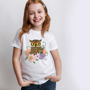 Camiseta Coruja das Flores da primavera