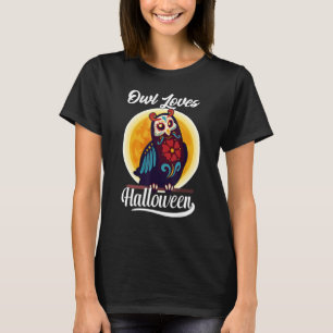 Camiseta Coruja De Açúcar Floral Adora O Dia Das Bruxas