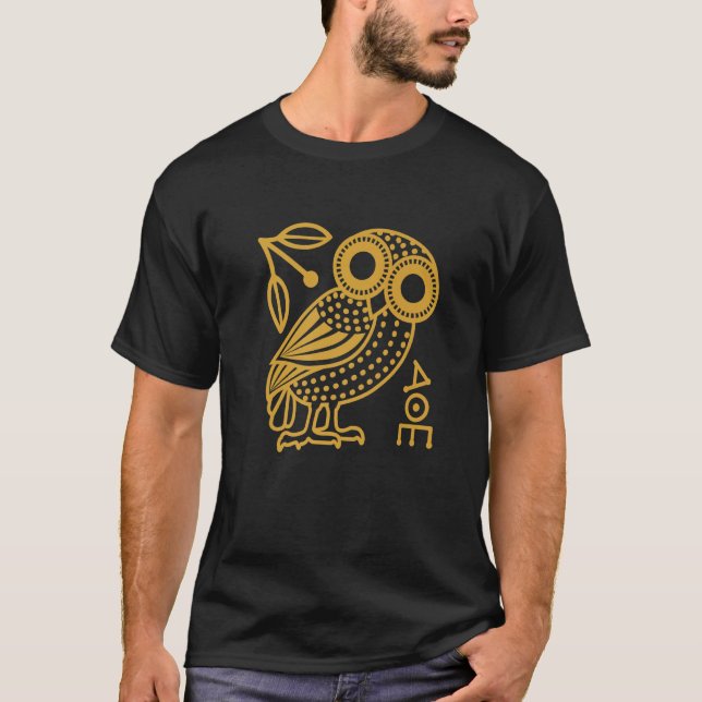 Camiseta Coruja de Atenas Cuta de Moedas Gregas Antigas (Frente)