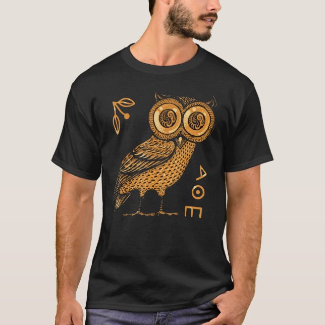 Camiseta Coruja de Athena - mitologia grega - Grécia antiga (Frente)