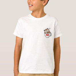 Camiseta Coruja de Café Adormecida Ilustração Fofa para Cri