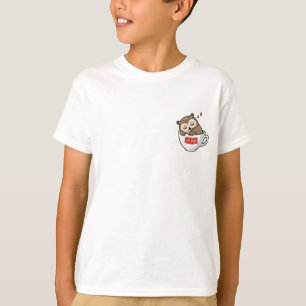 Camiseta Coruja de Café Adormecida Ilustração Fofa para Cri