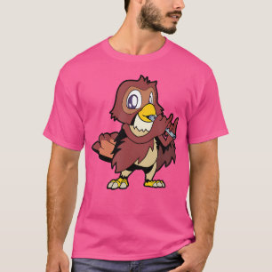 Camiseta Coruja de Caricatura - Jogador de Flauta