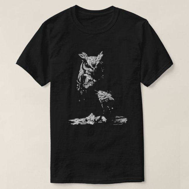 Camiseta Coruja-de-chifres (Frente do Design)