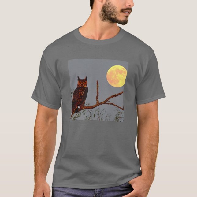 Camiseta Coruja-de-chifres | Lua Cheia (Frente)