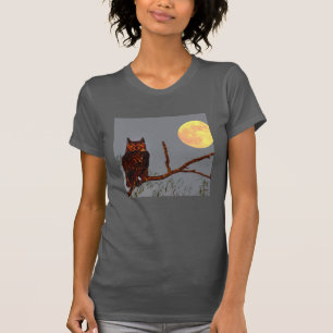 Camiseta Coruja-de-chifres   Lua Cheia