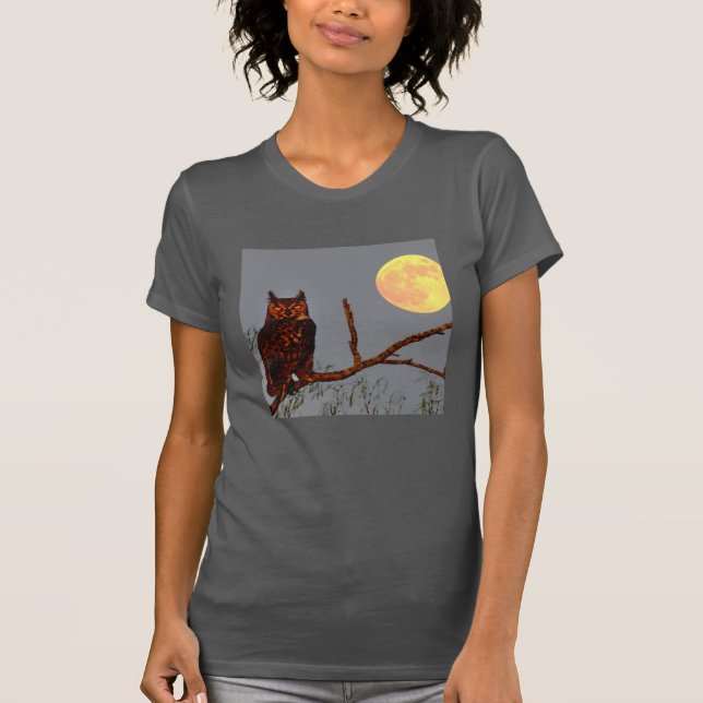 Camiseta Coruja-de-chifres | Lua Cheia (Frente)