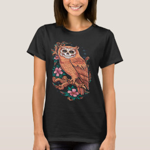 Camiseta Coruja de Crânio Floral