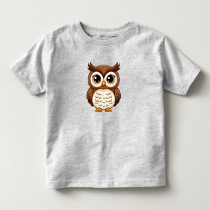 Camiseta Coruja de desenho animado adorável com olhos grand