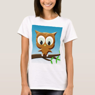 Camiseta Coruja de Desenho Animado em Papel Jornal