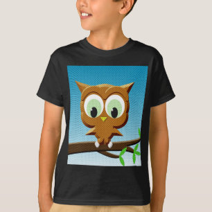 Camiseta Coruja de Desenho Animado em Papel Jornal