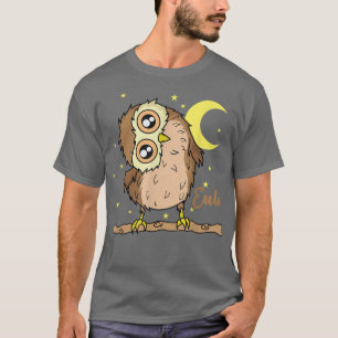 Camiseta Coruja de dormir Tipo Noite Ativa Lua com Estrelas