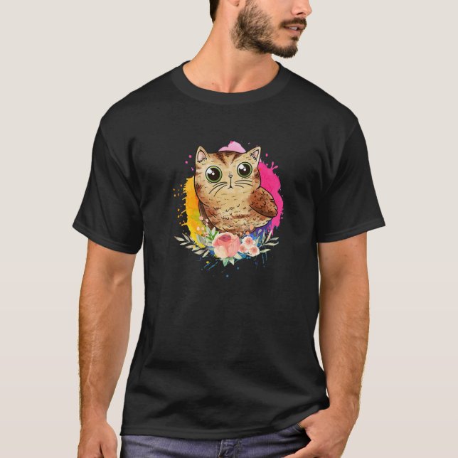 Camiseta Coruja de Gato de Bebê (Frente)
