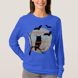 Camiseta Coruja de Halloween Azul e Capuz Longa