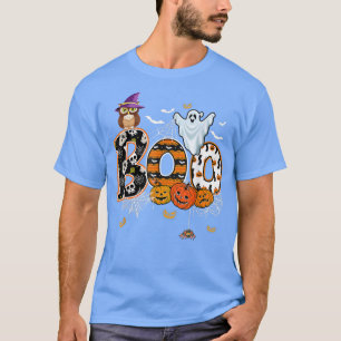 Camiseta Coruja de Halloween com aranhas de bruxa