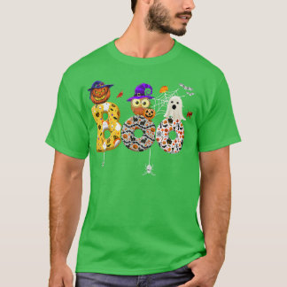 Camiseta Coruja de Halloween com aranhas de bruxa