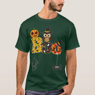Camiseta Coruja de Halloween com aranhas de bruxa