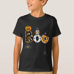 Camiseta Coruja de Halloween com aranhas de bruxa