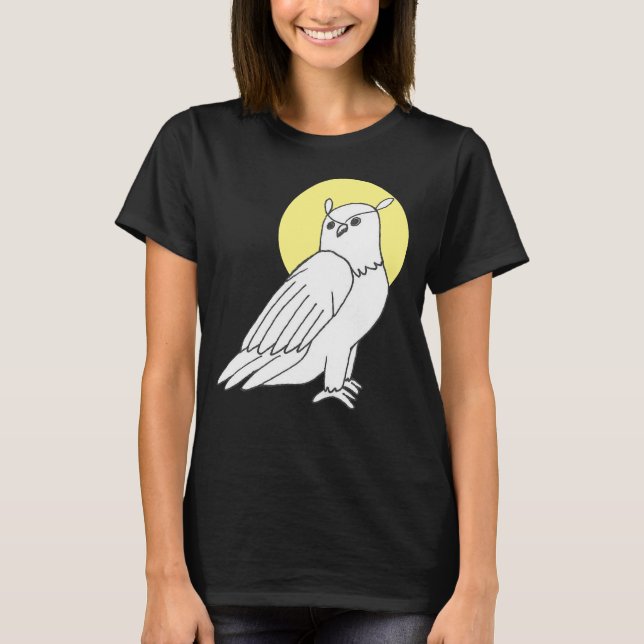 Camiseta Coruja de Ilustração de Aves da Madeira (Frente)