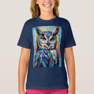 Camiseta Coruja de Jeans Azul