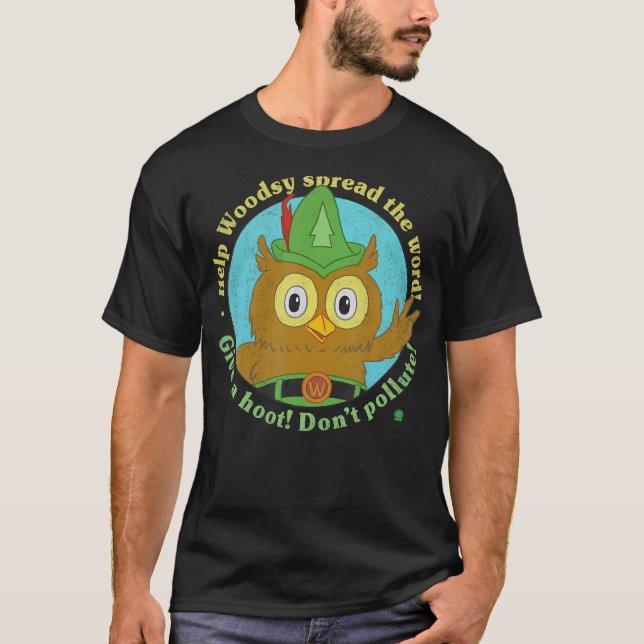 Camiseta Coruja De Madeira Dão Um Hoot Atendido E Desbotado (Frente)