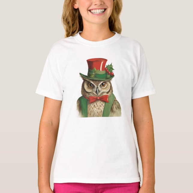 Camiseta Coruja de Natal Adorável (Frente)