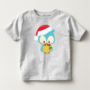 Camiseta Coruja de Natal, Coruja Bonita, Chapéu Santa, Esca