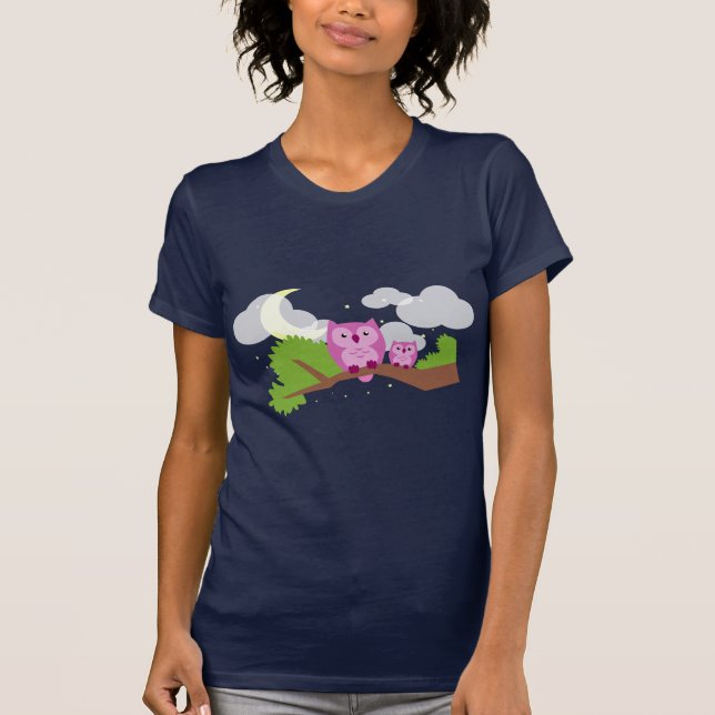 Camiseta Coruja de noite colorida (Frente)