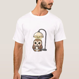 Camiseta Coruja de Olhos Arregalados e Aconchegante Bebendo