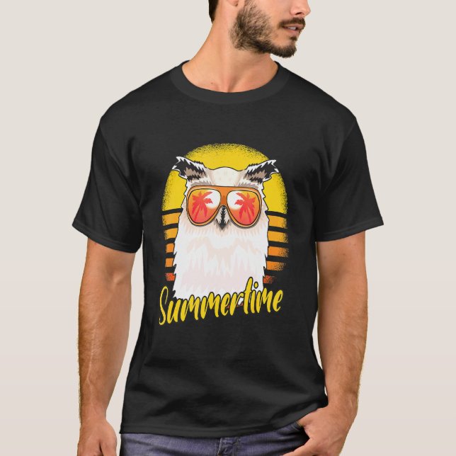 Camiseta Coruja de Verão Retro Sunset Beach Fogueiras (Frente)
