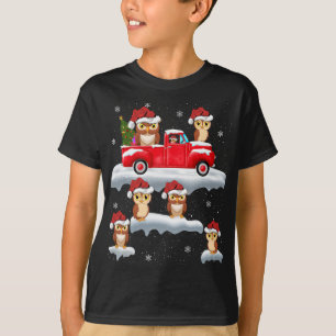 Camiseta Coruja Dirigindo Árvore de Natal Coruja Vermelha N