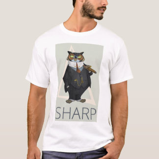 Camiseta Coruja Dourada Laranja Verde-Retro Em Um Armário N