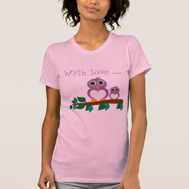 Camiseta Coruja e bebê lindos na árvore (Frente)