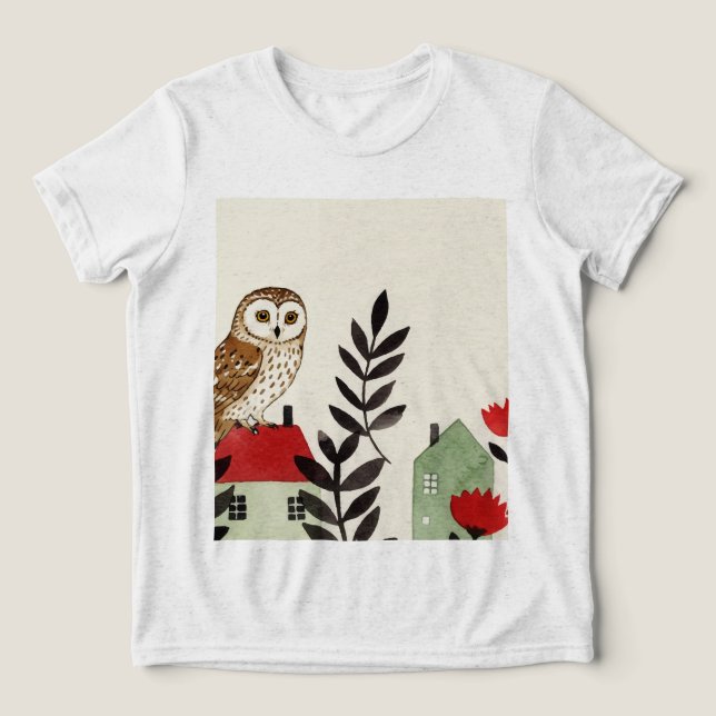 Camiseta Coruja e um pássaro (Design frontal)