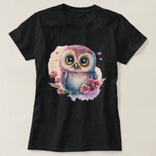 Camiseta Coruja em Aquarela com Flores Vibrantes