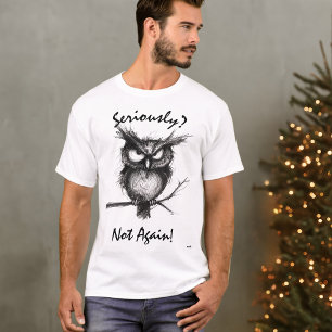 Camiseta Coruja Engraçada em Desenho – Texto Editável Caric