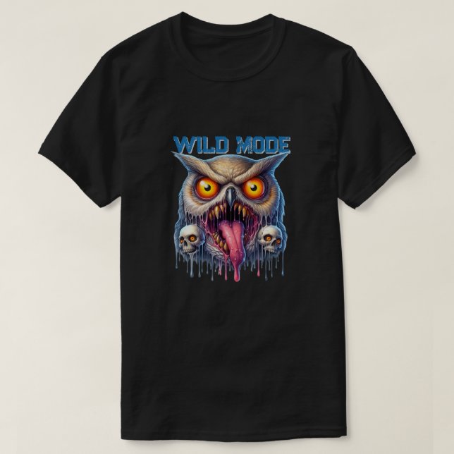 Camiseta Coruja Fantasia no Modo Selvagem (Frente do Design)