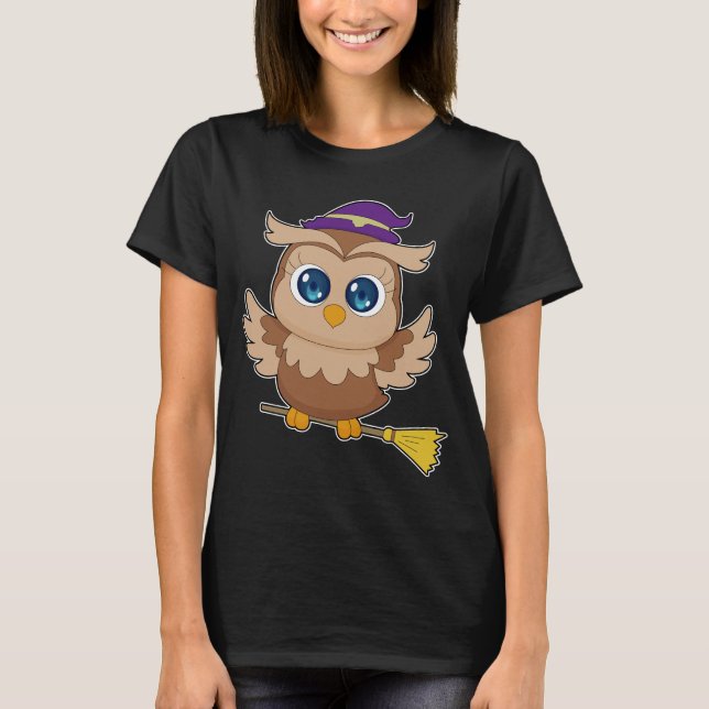 Camiseta Coruja Feiticeira do Dia das Bruxas (Frente)