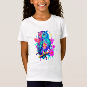 Camiseta Coruja floral néon