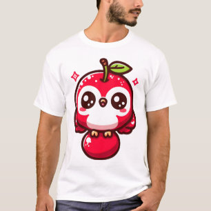 Camiseta Coruja Fofa Cereja Kawaii 