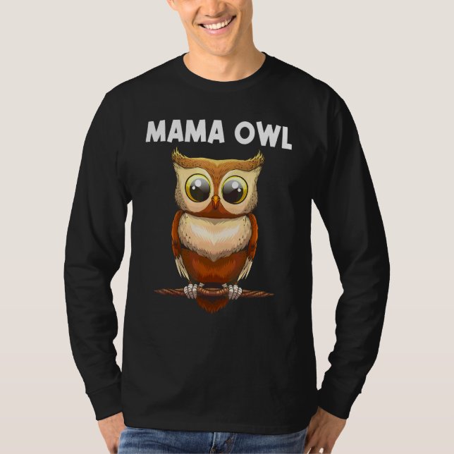 Camiseta Coruja Fofa Para Mulheres Mãe Noturno Noite Pássar (Frente)