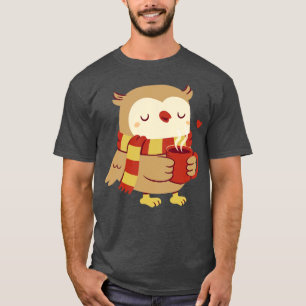 Camiseta Coruja Fora Com Cacau Quente Durante Dias Frio