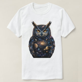 Camiseta "Coruja Húngara com Planetas Estrelas Galáxia Cósm