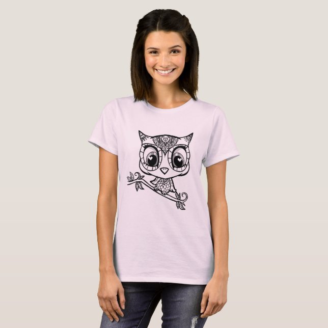 Camiseta Coruja ilustrada bonito (Frente Completa)