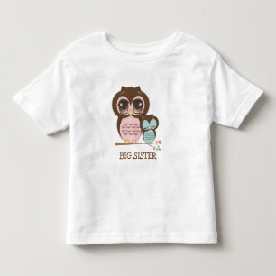 Camiseta Coruja-Irmã Bonita com Irmão-Bebê-Lil-Sonolento
