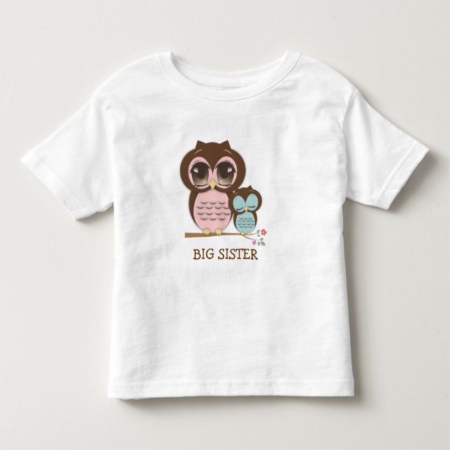 Camiseta Coruja-Irmã Bonita com Irmão-Bebê-Lil-Sonolento (Frente)