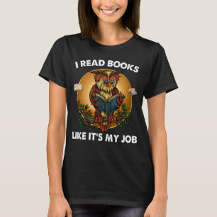 Camiseta Coruja Lendo Livro Ampliando Biblioteca Engraçada 
