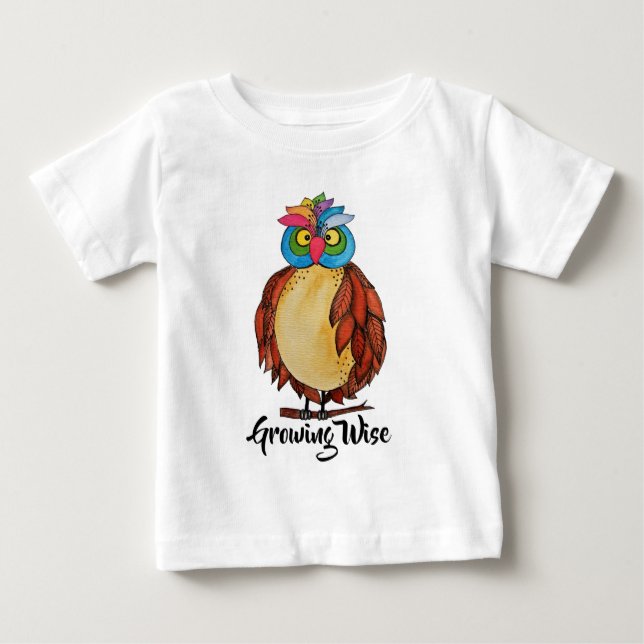 Camiseta Coruja Mágica Com Penas Arco-Íris (Frente)